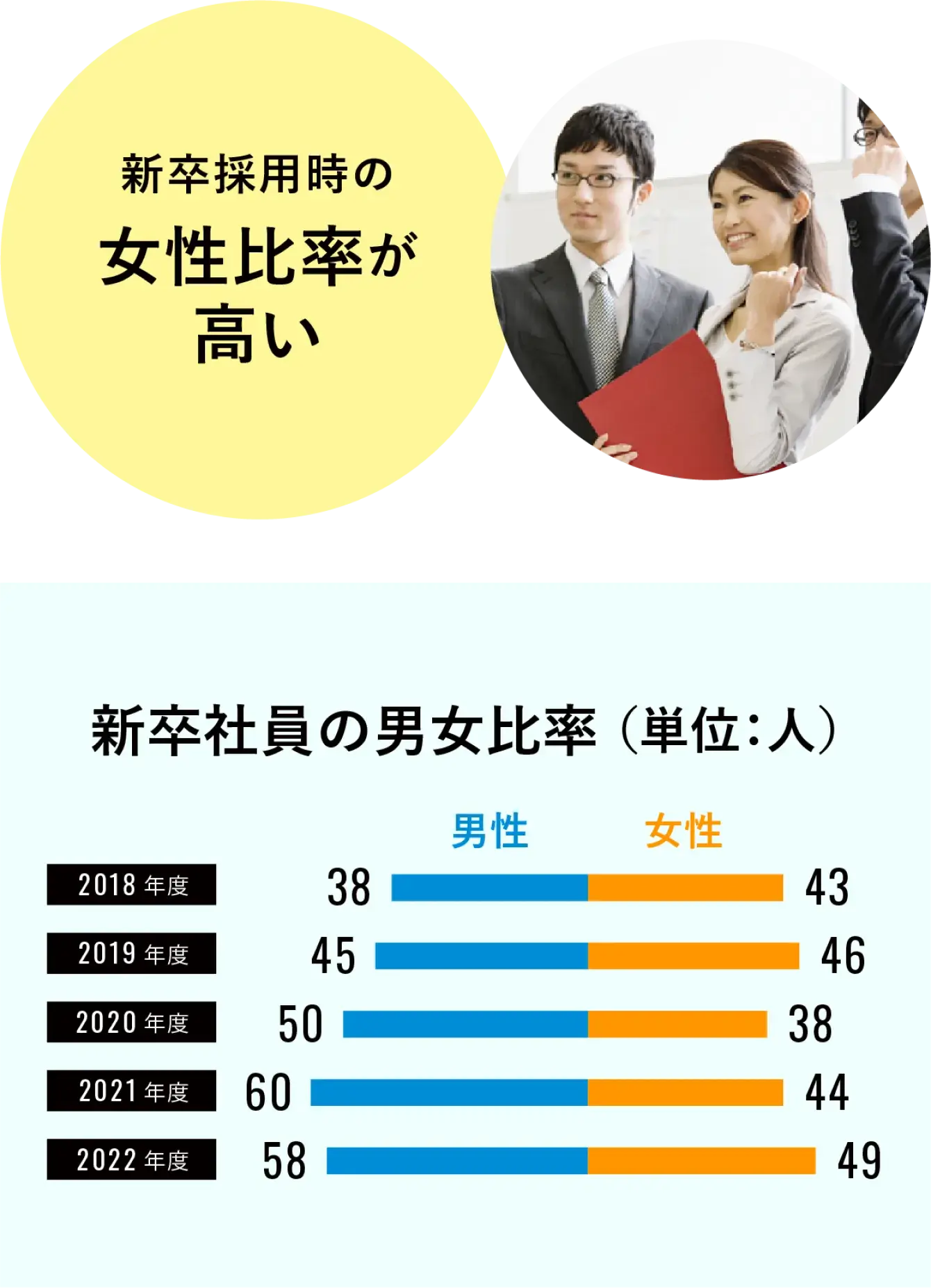 新卒社員の男女比率